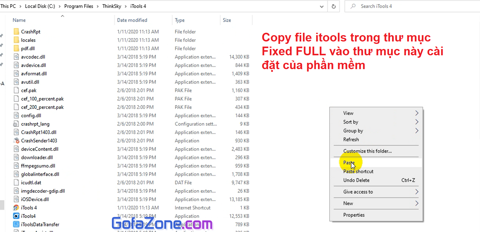 sao chép file itools full chuẩn vào thư mục cài đặt